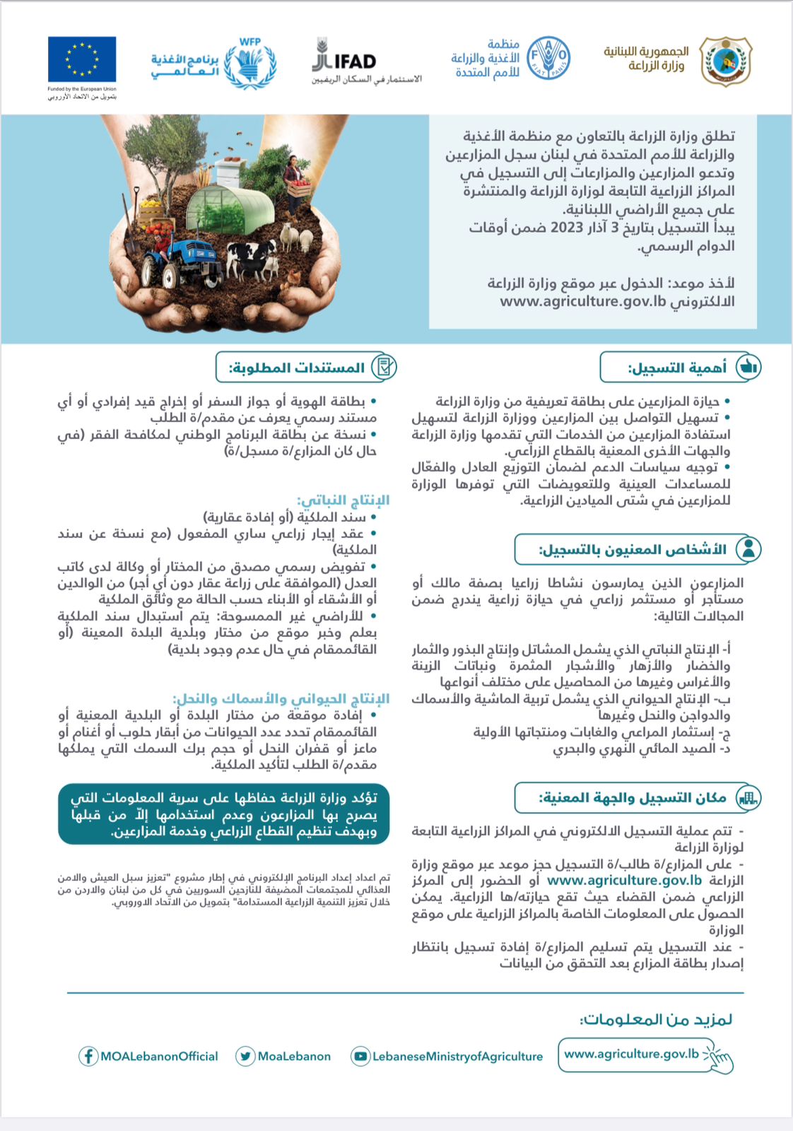 رسالة لمزارعي ومزارعات لبنان كافة: سجّلوا زرعكم واحفظوا حقّكم!