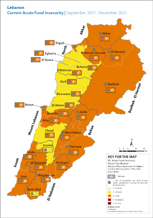    التصنيف المرحلي المتكامل - تحليل انعدام الأمن الغذائي الحاد في لبنان